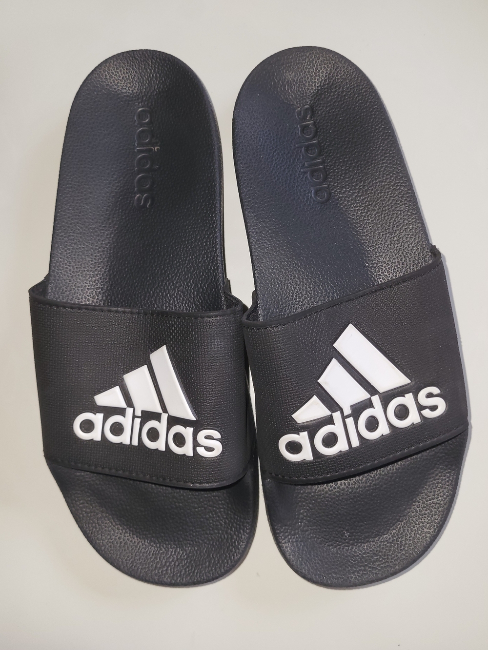 Adidas Black Slides with White Logo